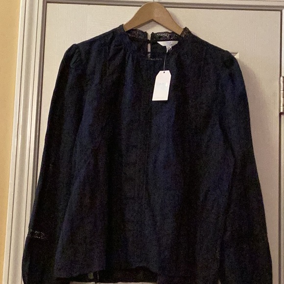 Women's Cotton Navy Blue Lace Top. Size Medium - Picture 2 of 12